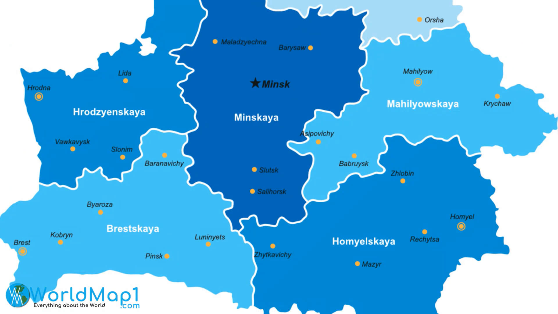 Carte des regions de Bielorussie